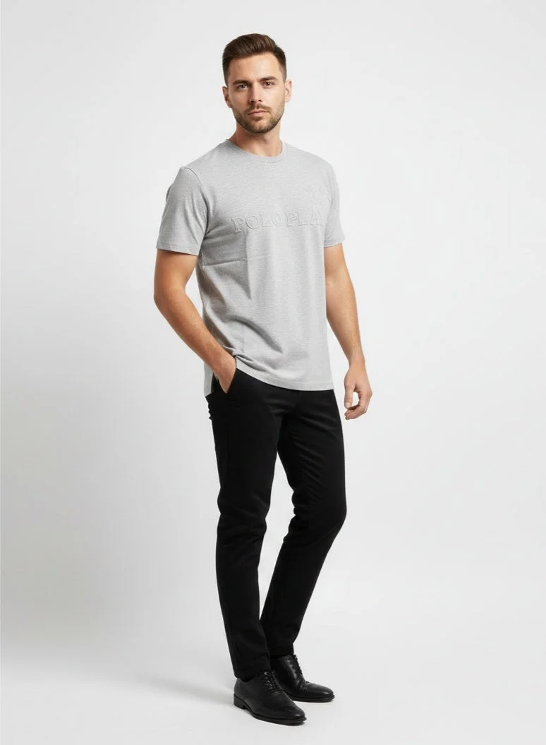 لعب البولو تيشيرت رجالي مطبوع - رمادي